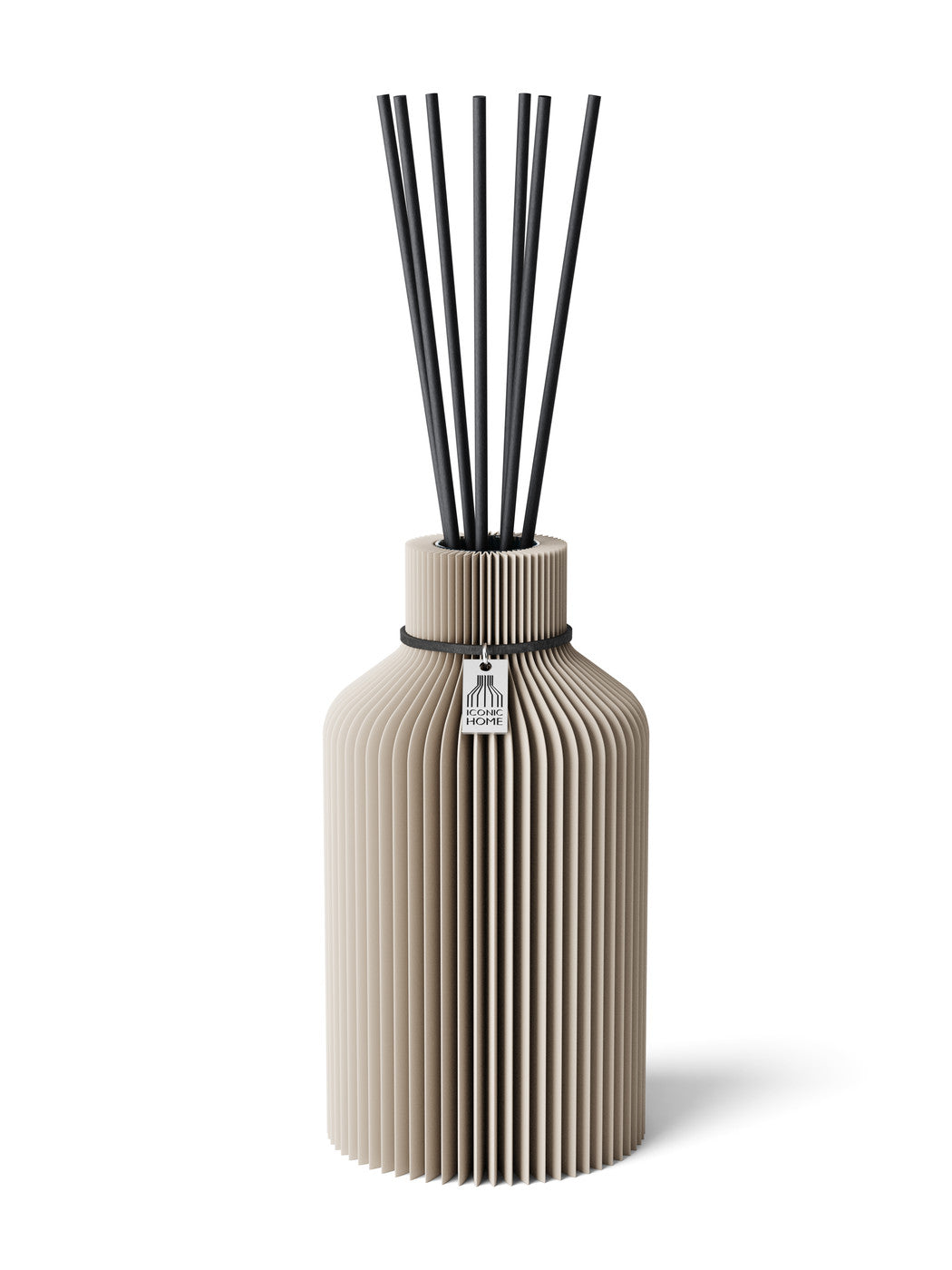 Duftvase Pure Cozy Greige 17,5 cm ICONIC HOME Schwarzes Band