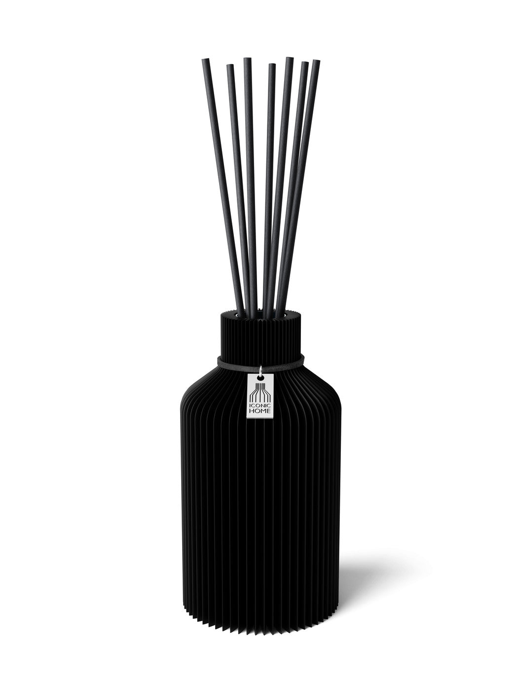 Duftvase Pure Deep Black 15 cm ICONIC HOME Schwarzes Band