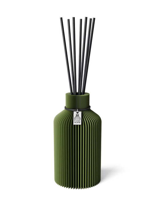 Duftvase Pure – Diffusorvase mit Diffusorstäbchen in moss green