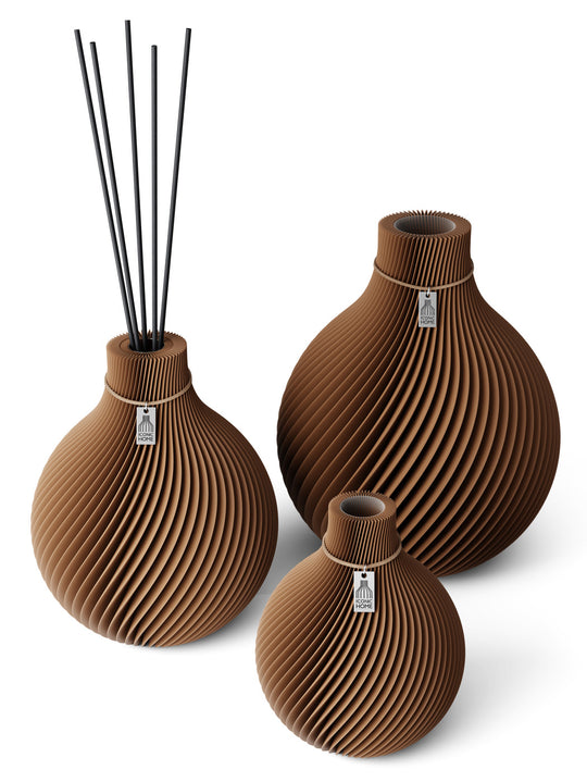 Vase Sphere Set of 3 incl. medium fragrance vase in choco brown