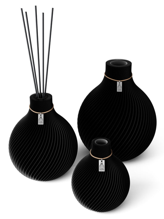 Vase Sphere Set of 3 incl. medium fragrance vase in deep black