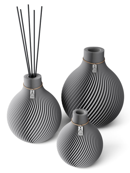 Vase Sphere Set of 3 incl. medium fragrance vase in dreamy gray