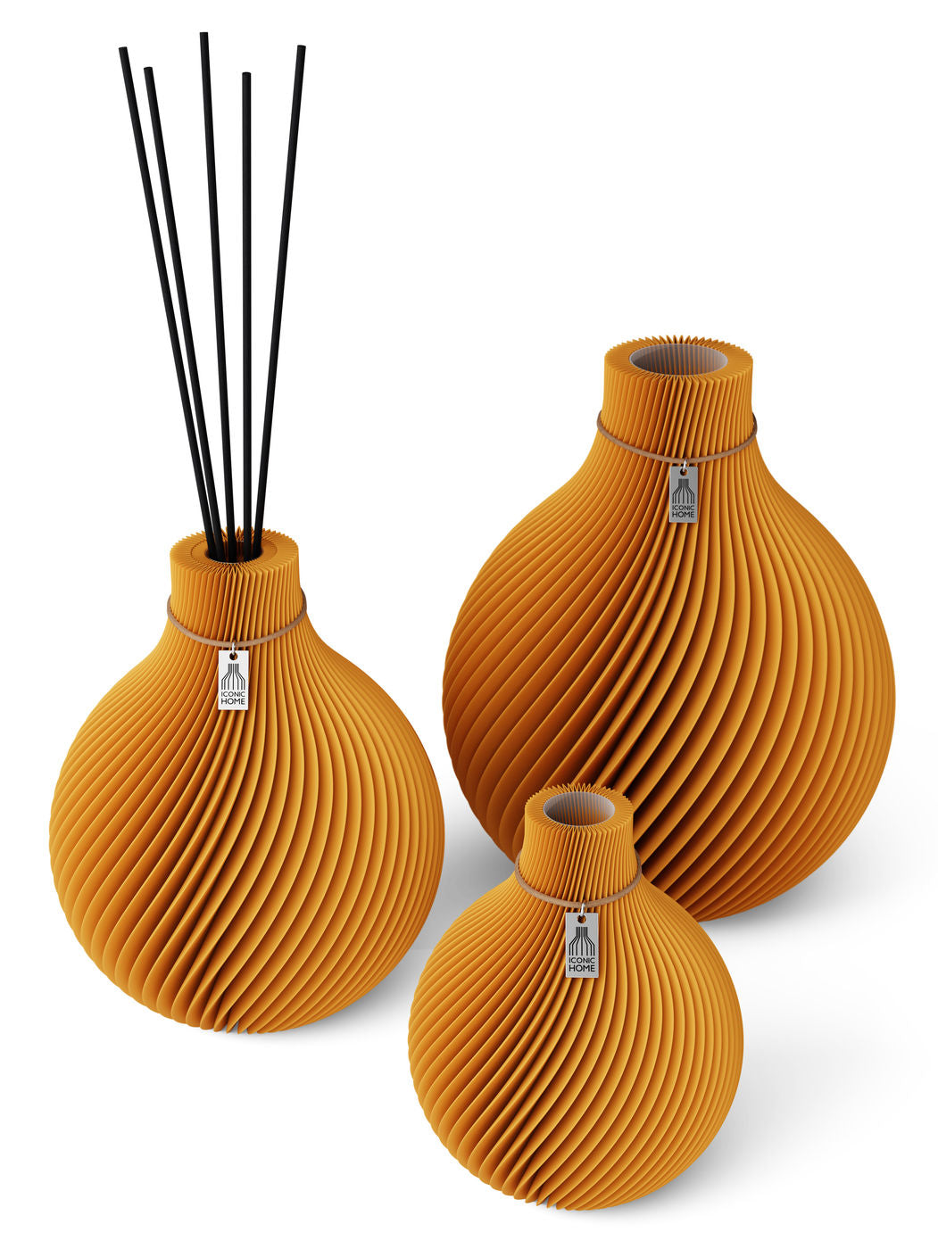 Duftvase Sphere 26 cm naturfarbenes Band 3er Set Golden Sunrise ICONIC HOME