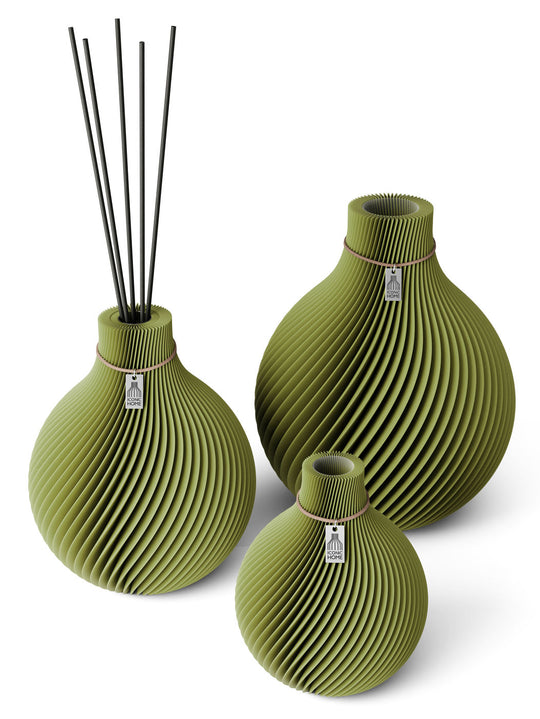 Vase Sphere Set of 3 incl. medium fragrance vase in matcha green