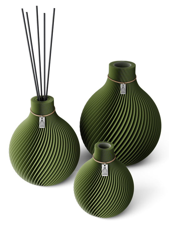 Vase Sphere Set of 3 incl. medium fragrance vase in moss green