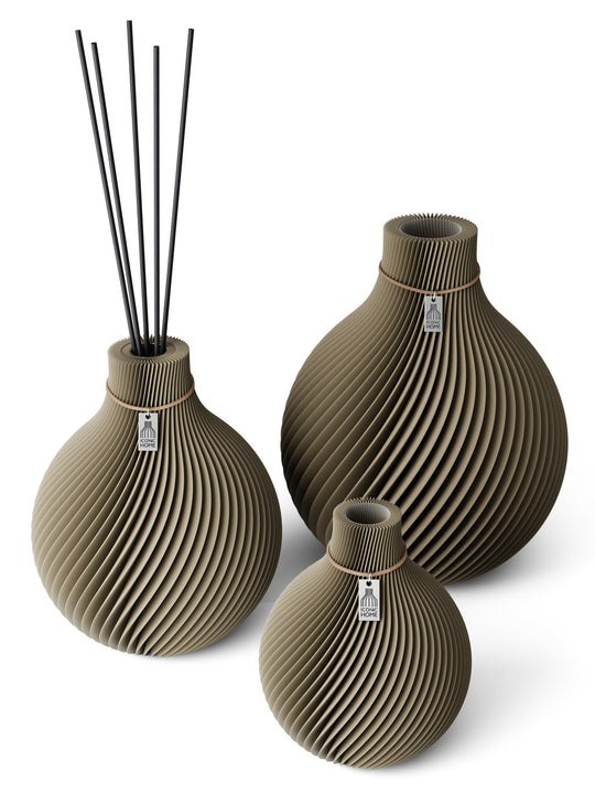 Vase Sphere Set of 3 incl. medium fragrance vase in mystic mud