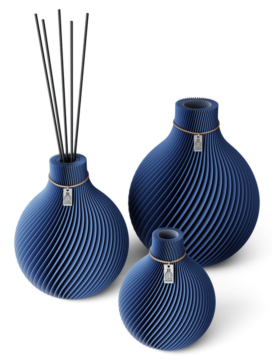 Vase Sphere Set of 3 incl. medium fragrance vase in sea blue