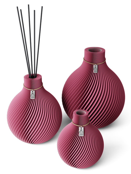 Vase Sphere Set of 3 incl. medium fragrance vase in soft berry