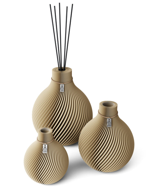 Vase Sphere set de 3 vases incluant un grand vase de senteur in natural oak