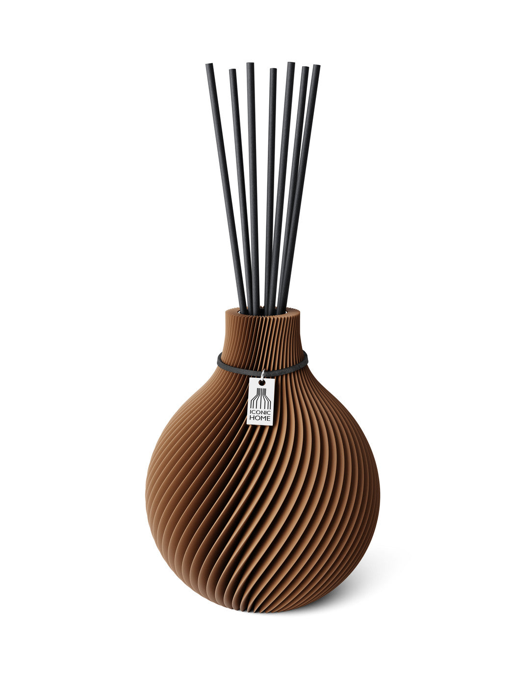Duftvase Sphere Choco Brown 15 cm ICONIC HOME Schwarzes Band