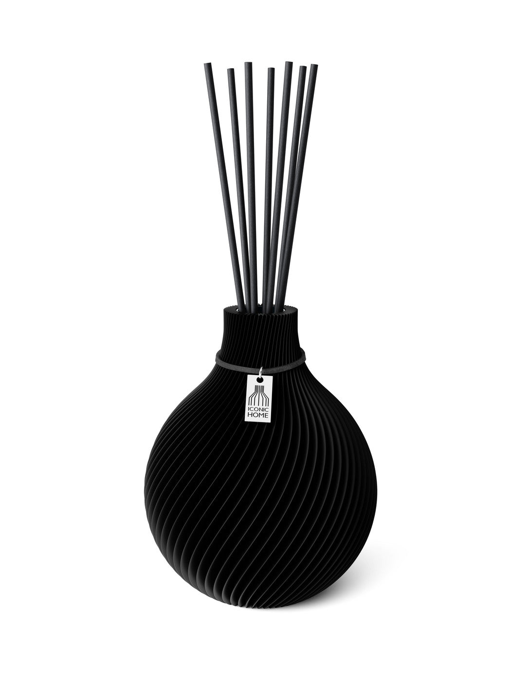 Duftvase Sphere Deep Black 15 cm ICONIC HOME Schwarzes Band