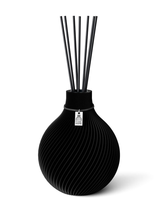 Duftvase Sphere - Raumduft Diffuser Set mit Duftöl und Duftstäbchen | deep black