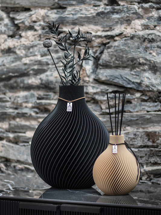 Duftvase Sphere Kombination schwarz holz ICONIC HOME #mood