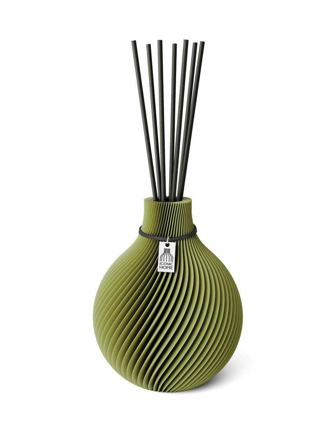Duftvase Sphere Matcha Green schwarzes Band 15 cm ICONIC HOME