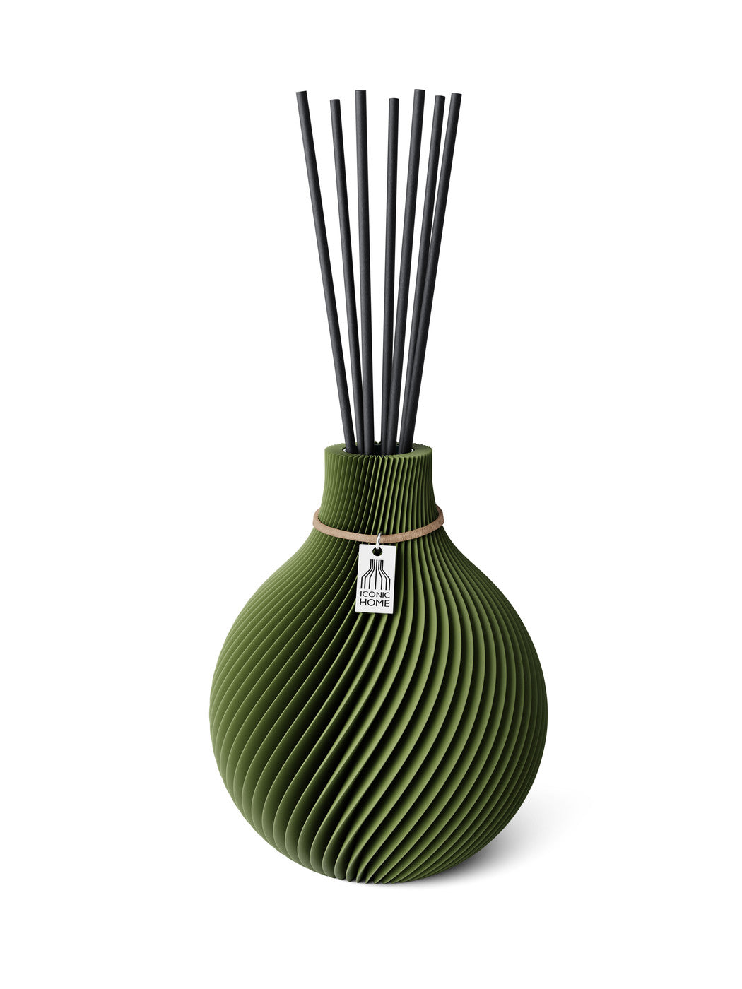 Duftvase Sphere Moss Green 15 cm ICONIC HOME Naturfarbenes Band