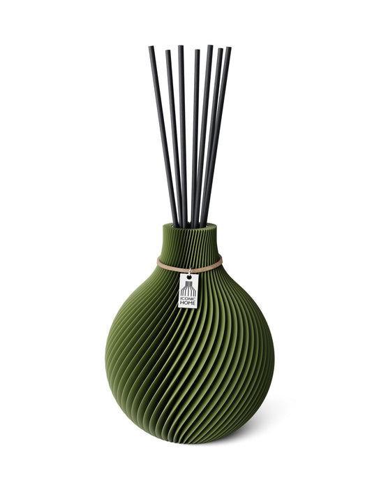 Duftvase Sphere Moss Green 15 cm ICONIC HOME Naturfarbenes Band