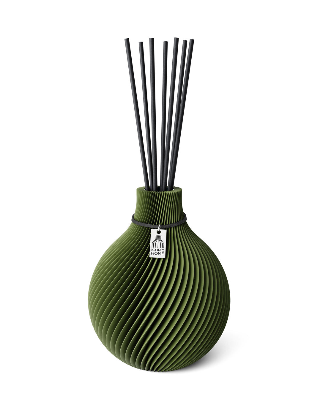 Duftvase Sphere Moss Green S 15 cm ICONIC HOME Schwarzes Band