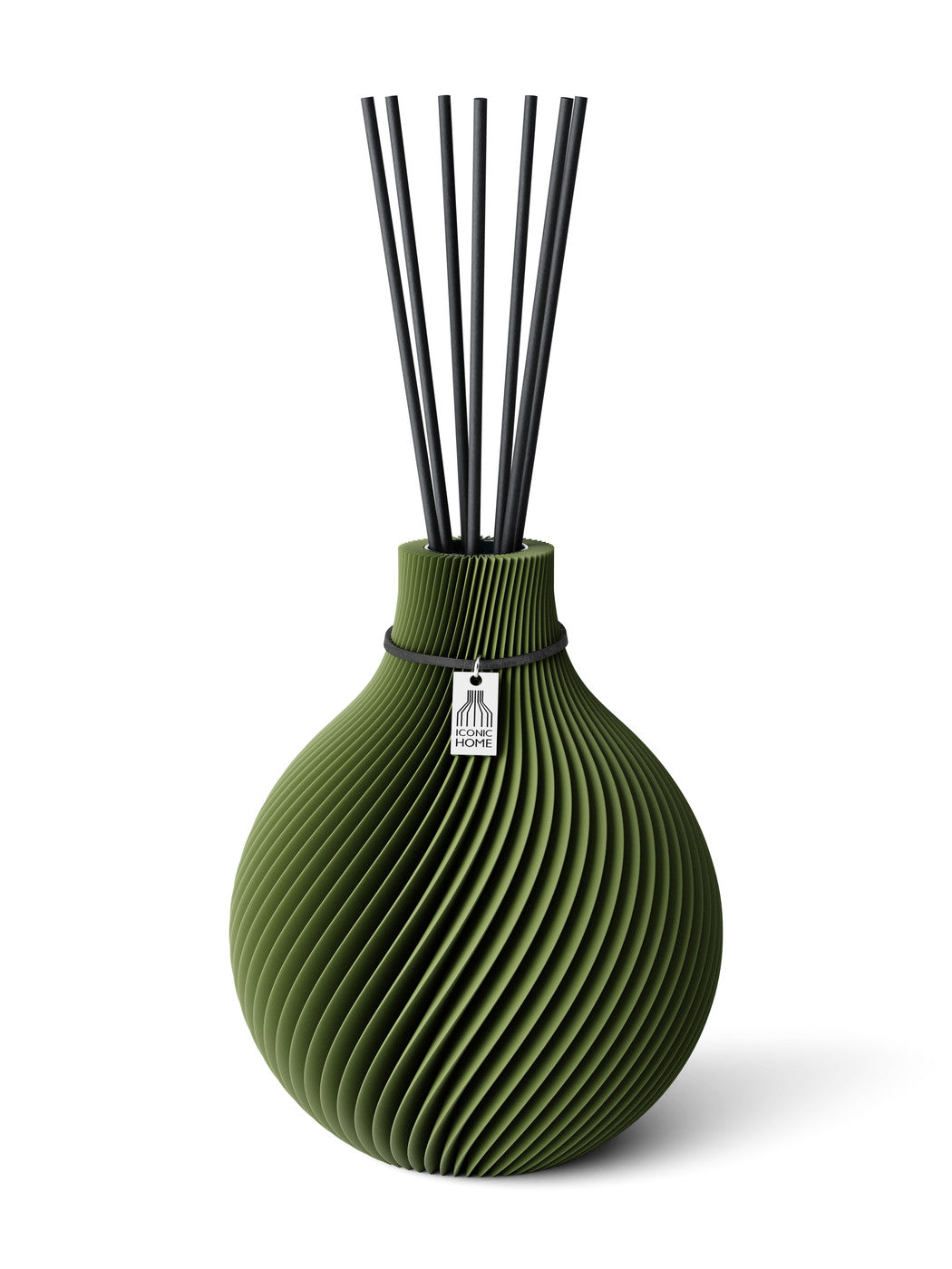 Duftvase Sphere Moss Green S 17,5 cm ICONIC HOME Schwarzes Band