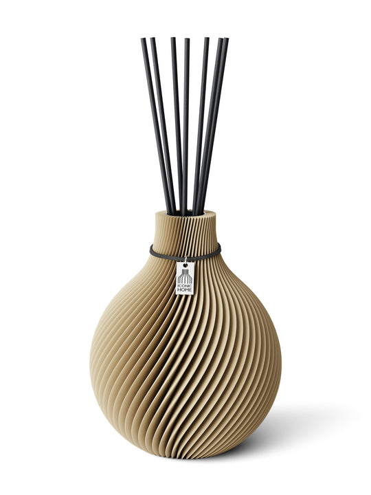 Duftvase Sphere - Raumduft Diffuser Set mit Duftöl und Duftstäbchen | natural oak