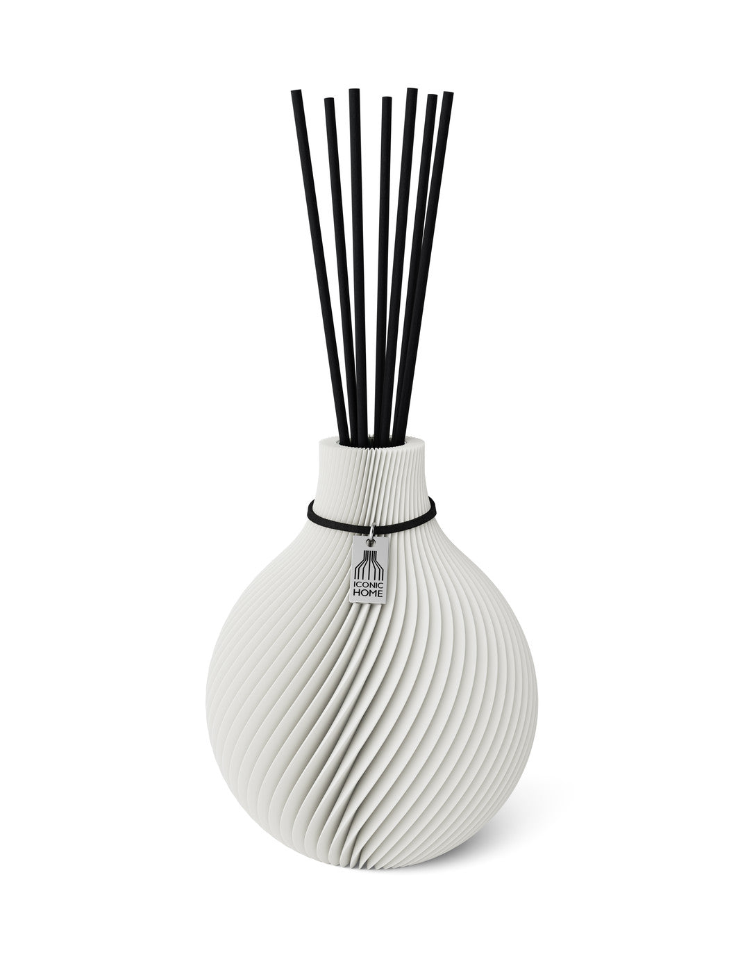 Duftvase Sphere Pure White 15 cm ICONIC HOME Schwarzes Band