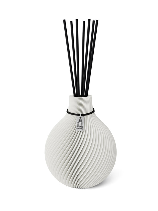 Duftvase Sphere Pure White 15 cm ICONIC HOME Schwarzes Band