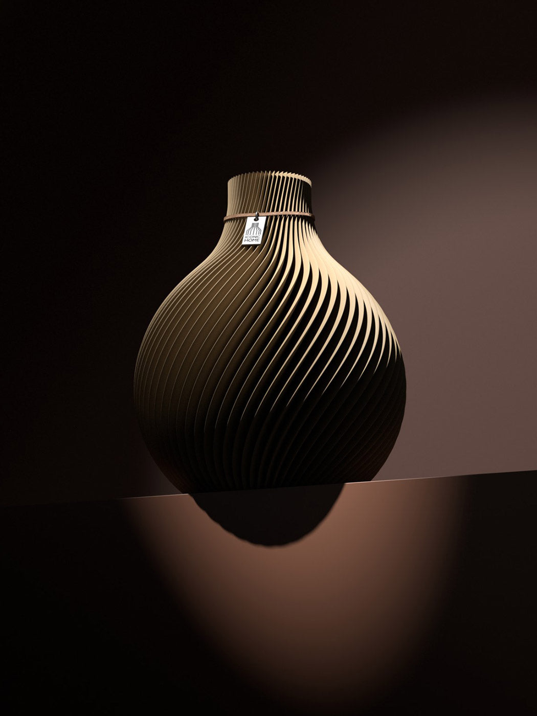 Holzfarbene Vase ICONIC HOME Sphere Natural Oak