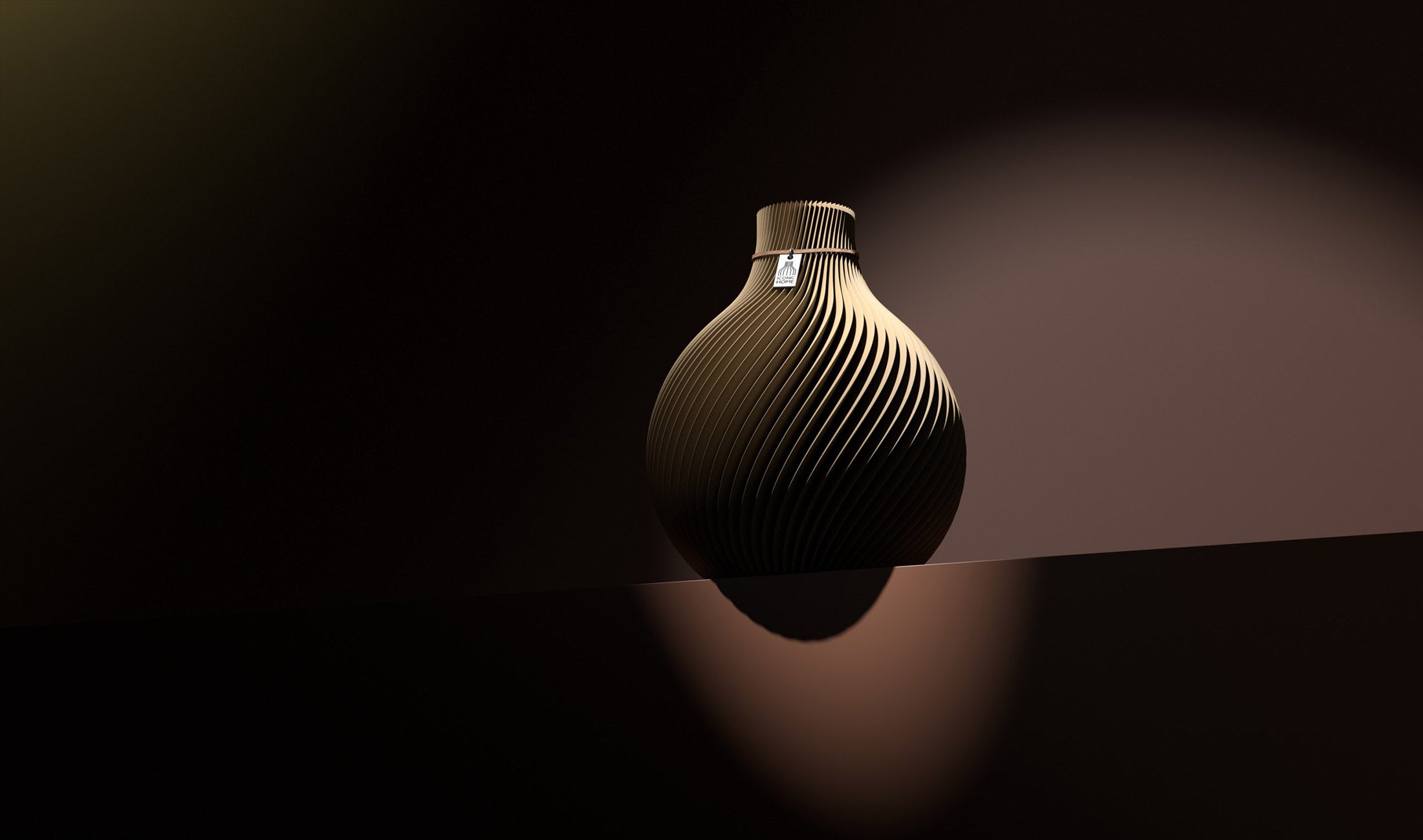 Holzfarbene Vase ICONIC HOME Sphere Natural Oak