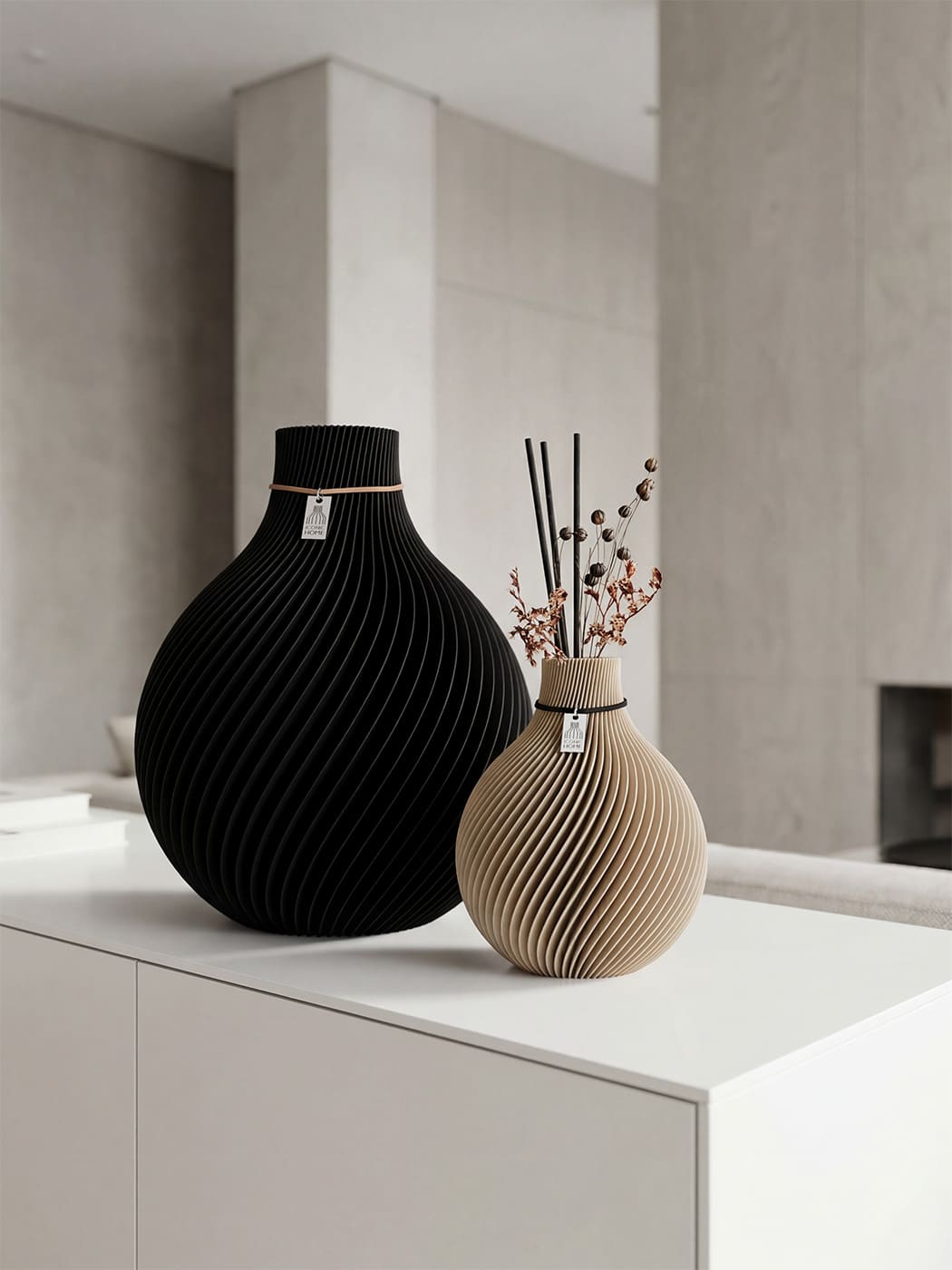 Duftvase Sphere Diffuser Vase Kombination schwarz holz ICONIC HOME #mood
