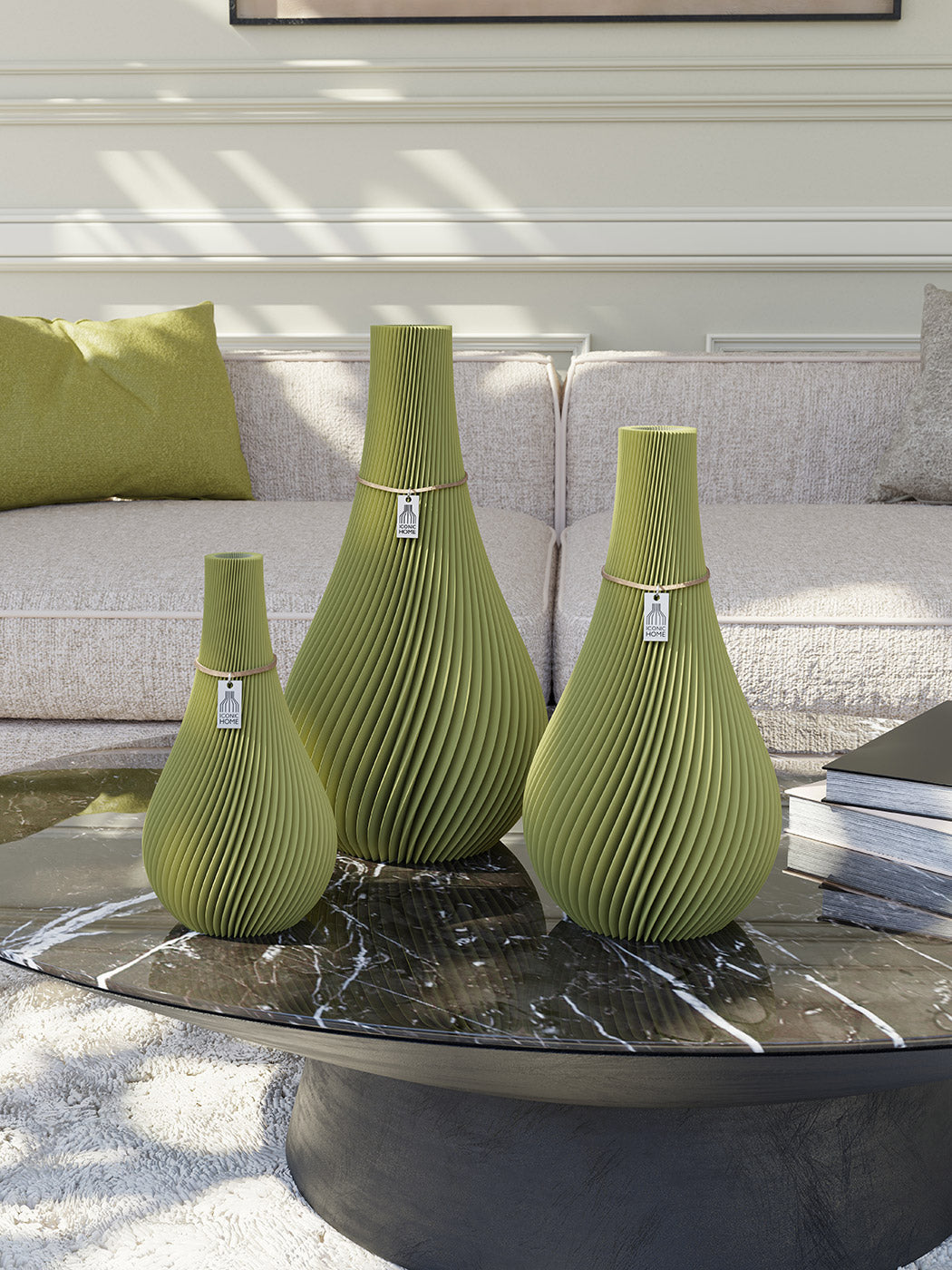 ICONIC HOME Twist Vase 3er Set Matcha Green #mood