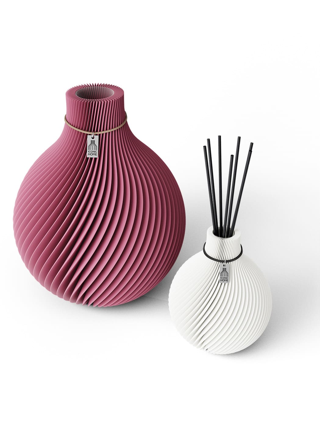 ICONIC HOME Vase Sphere soft berry mit Duftvase pure white