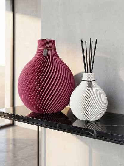 ICONIC HOME Vase Sphere Kombination Vase soft Berry und Duftvase pure white #mood