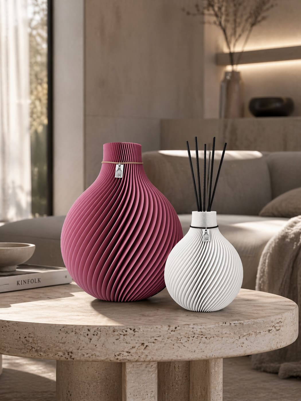 ICONIC HOME Vase Sphere soft berry mit Duftvase pure white #mood
