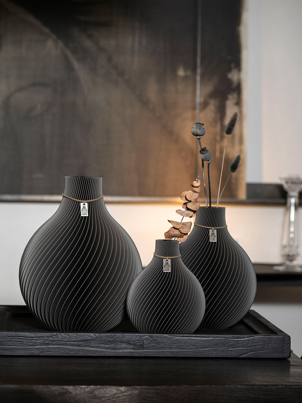 ICONIC HOME Vase Sphere large stormy gray Set #mood