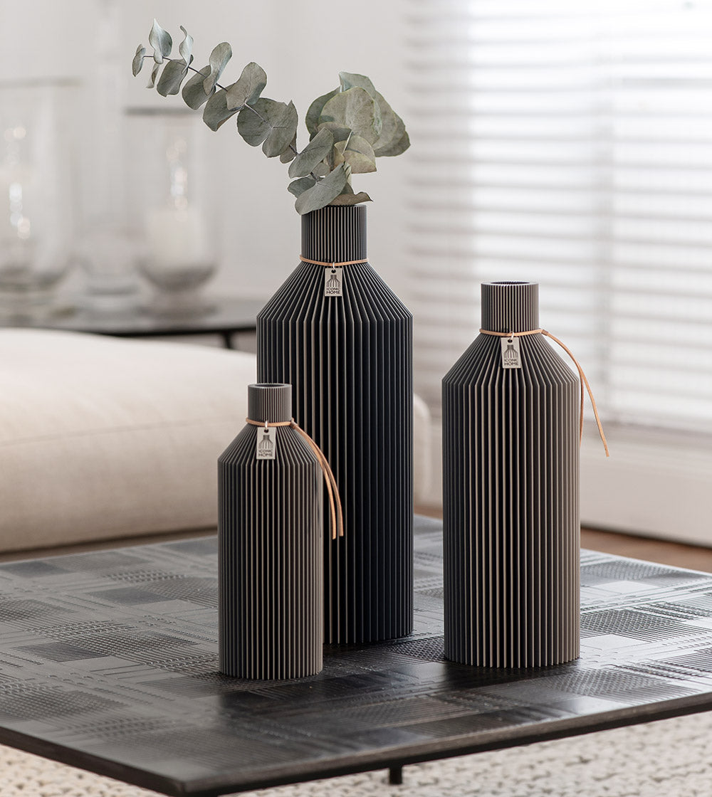 ICONIC HOME Vase Straight 3er Set Shadow Gray