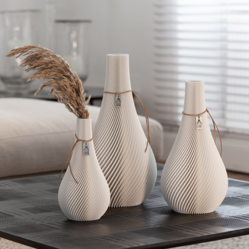 ICONIC HOME Vase Twist 3er Set Pure White