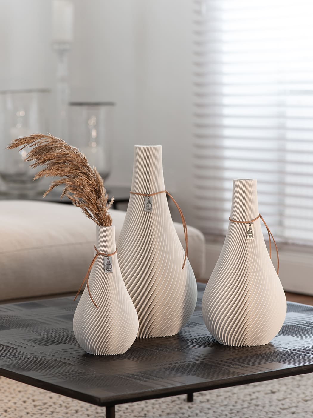 ICONIC HOME Vase Twist im 3er-Set in Pure White #mood