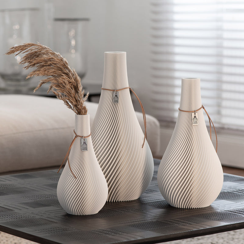 ICONIC HOME Vase Twist 3er Set Pure White