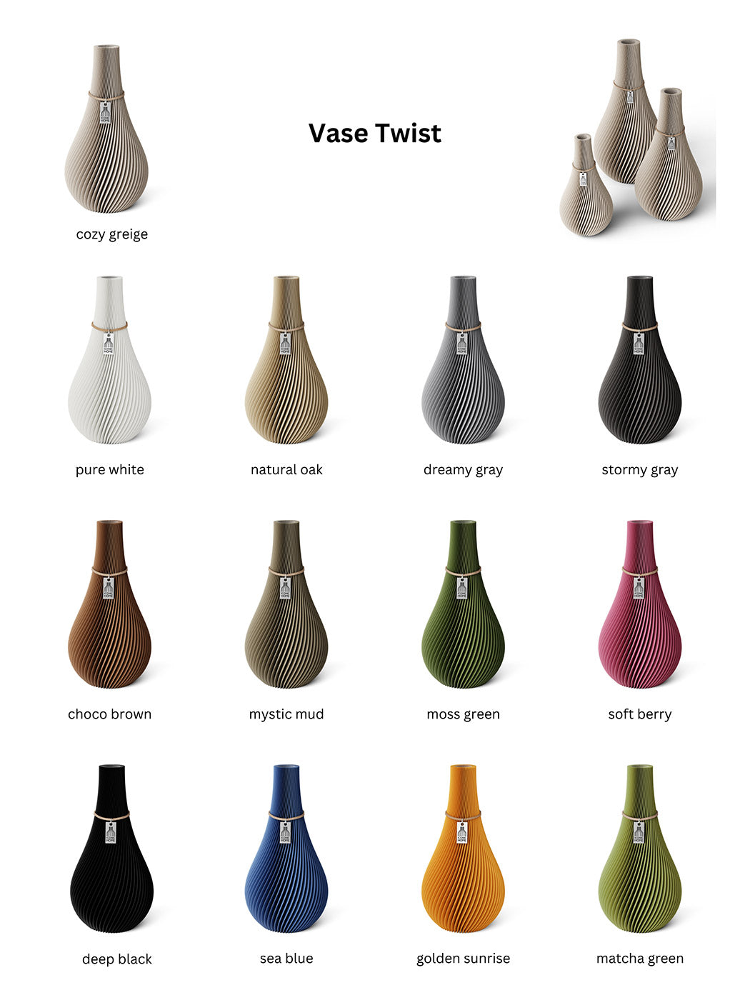 ICONIC HOME Vase Twist colour chart #mood