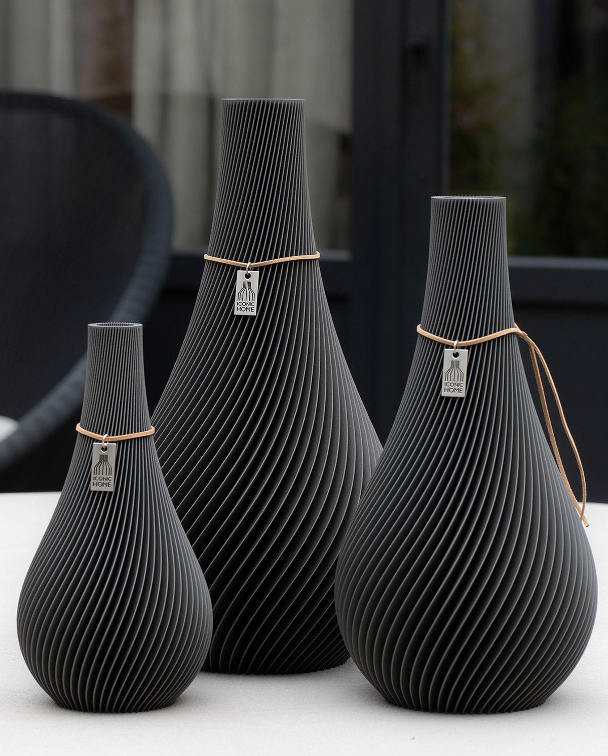 ICONIC HOME Vase Twist Stormy Gray im Set