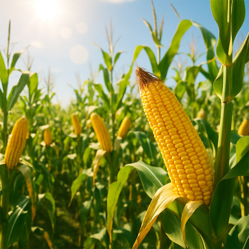 Maiskolben in einem Maisfeld