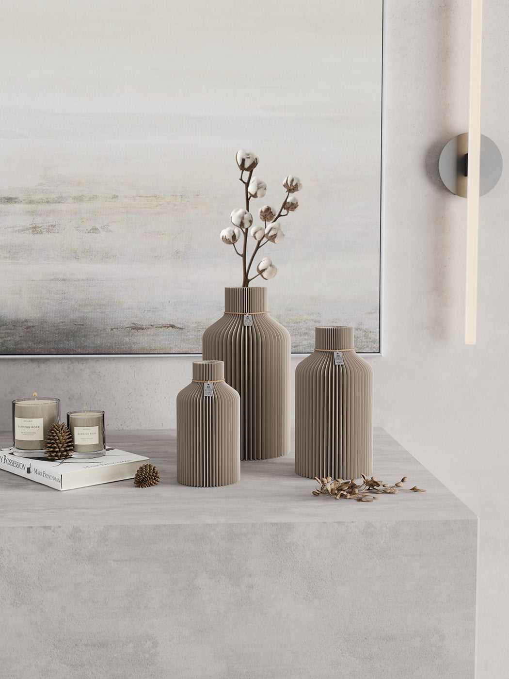 Vase Pure 3er Set in cozy greige - ICONIC HOME Vasen als Winterdeko #mood