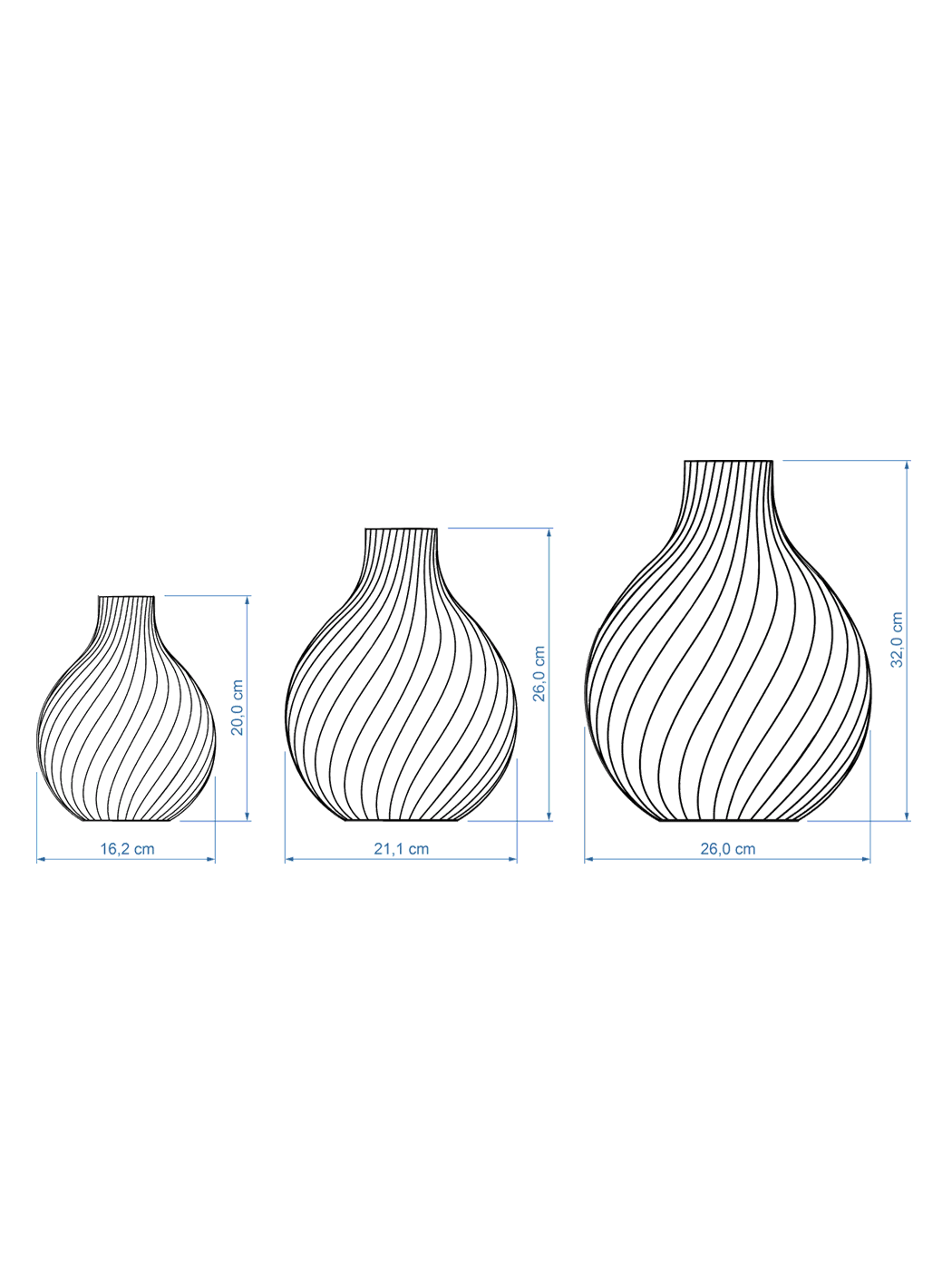 Set Vase Sphere Maße