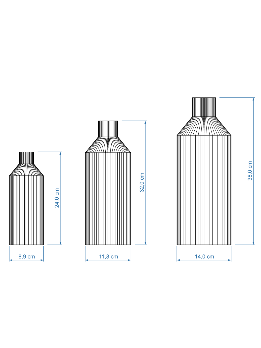 Set Vase Straight Maße