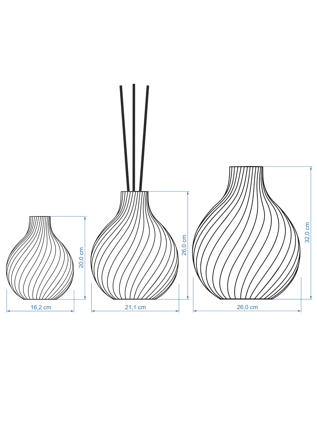 Sphere 3er Duftvase 26 cm 