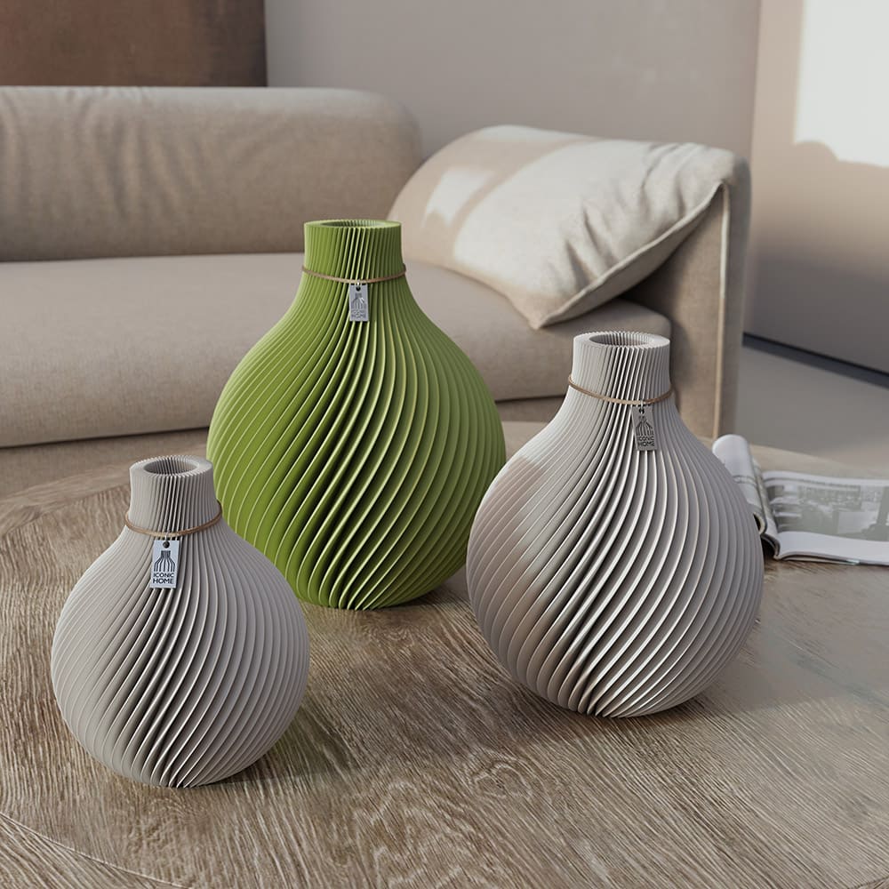 Sphere Vasen Kombination aus matcha green und cozy greige