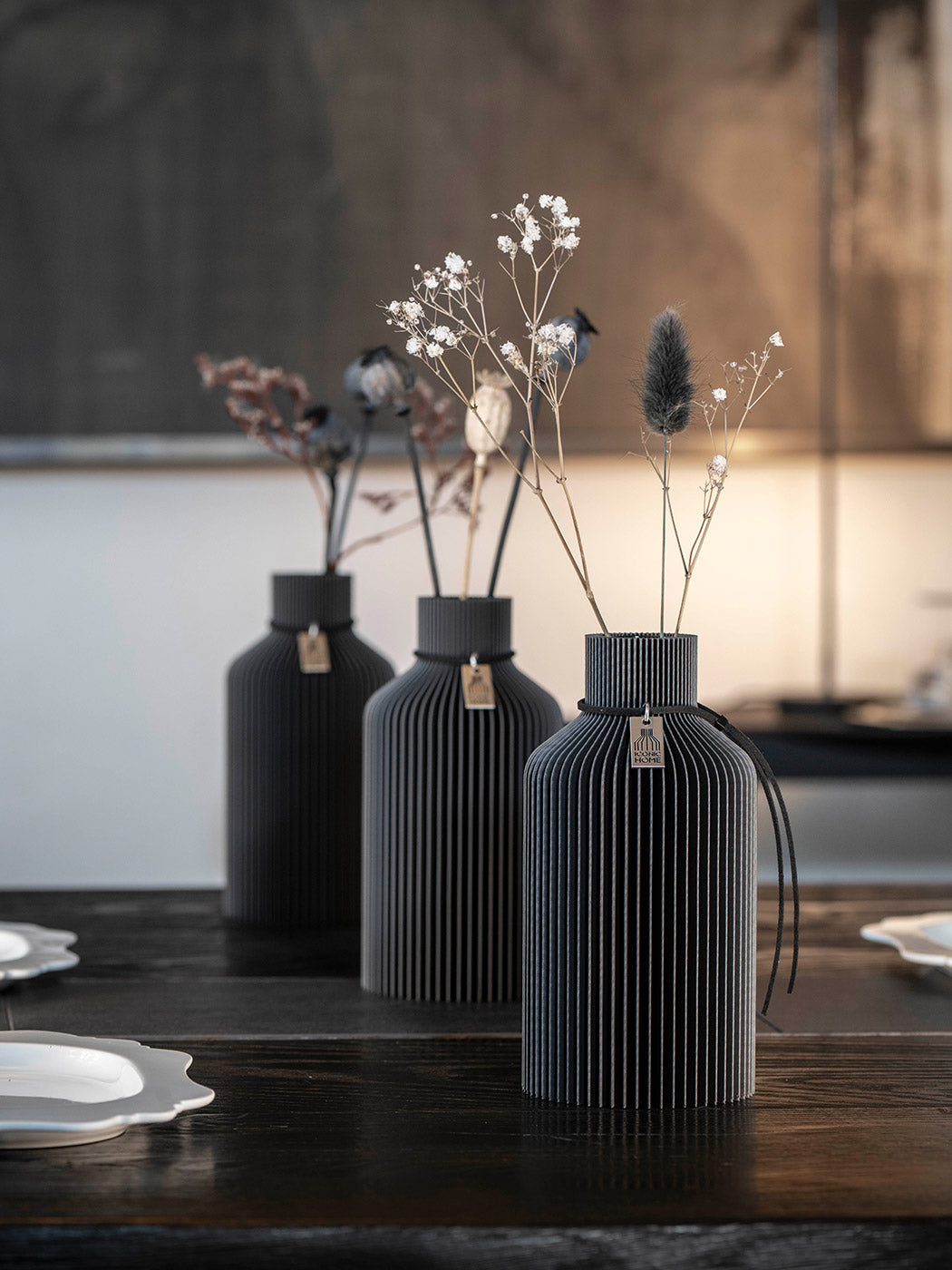 Tischvase Pure 3er Set Stormy Grey ICONIC HOME #mood