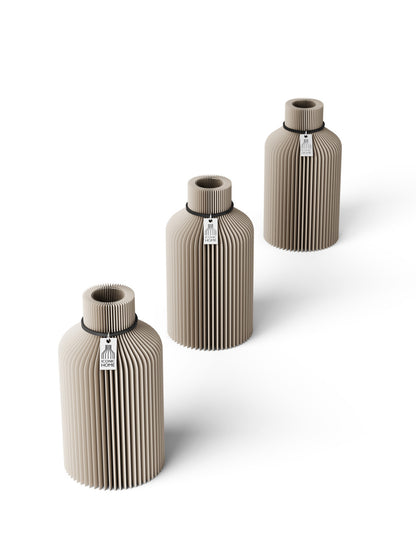 Tischvase Pure schwarzes Band Set 3 Vasen 15 cm cozy greige ICONIC HOME