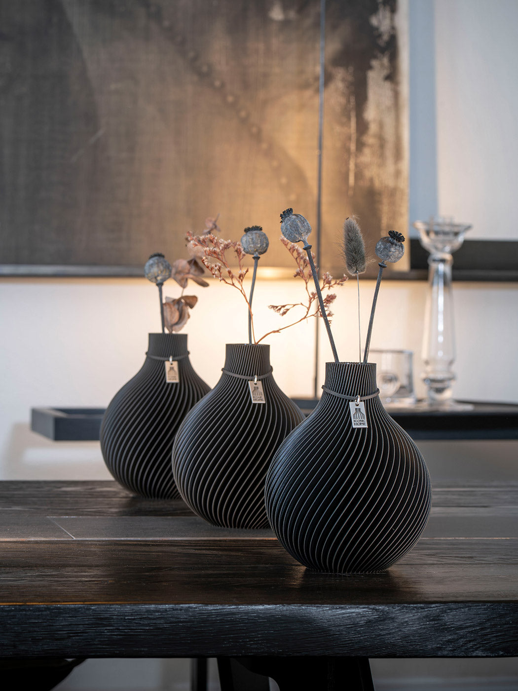 Tischvase Sphere 3er Set Stormy Grey ICONIC HOME #mood