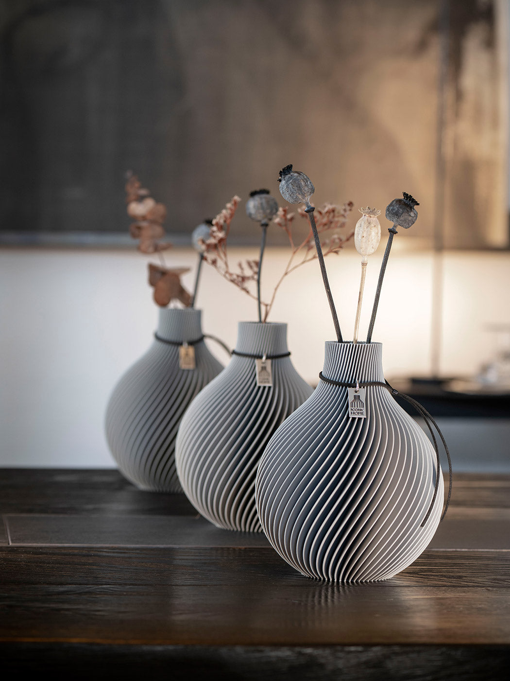 Tischvase Sphere 3er Set Dreamy Gray ICONIC HOME #mood