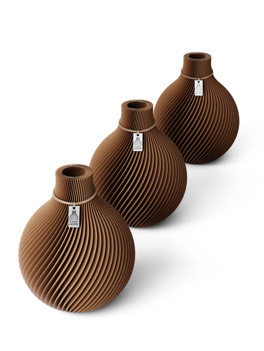Table vase Sphere set of 3 in choco brown